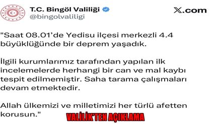 Bingöl Valiliği’nden deprem açıklaması