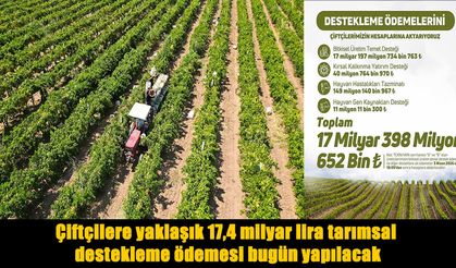 Çiftçiye Müjde: 17,4 Milyar TL Destek Bugün Hesaplarda!