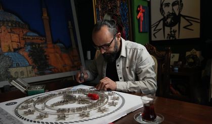 Filografi sanatçısı 120 bin çivi kullanarak Ayasofya-i Kebir Cami-i Şerifi’ni resmetti