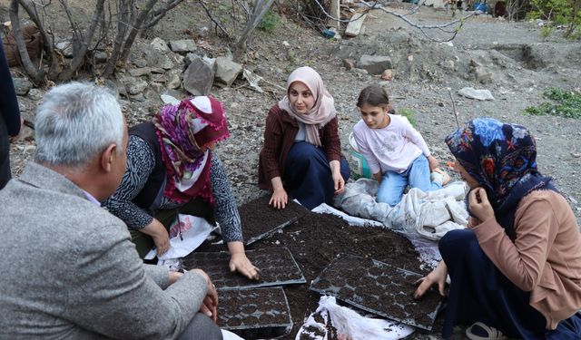 Erzurum'un Ayvalı Mahallesi'nde tarımsal üretimde yenilik: Fideler kendi imkânlarıyla yetiştiriliyor