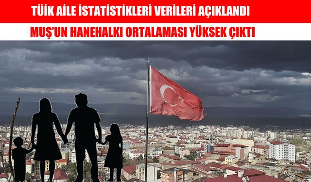 Muş'ta ortalama hanehalkı büyüklüğü Türkiye ortalamasının üzerinde