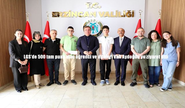 Erzincan’da LGS Şampiyonlarından Vali Aydoğdu’ya Ziyaret: 500 Tam Puanla Türkiye Birincisi Oldular