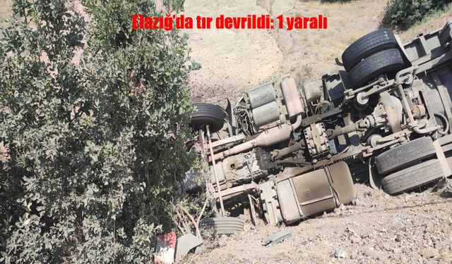 Elazığ Baskil'de Şarampole Devrilen Tırda Bir Kişi Yaralandı