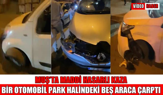 Muş’ta kontrolden çıkan otomobil 5 araca çarptı