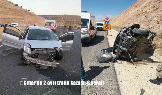 Çınar’da 2 ayrı trafik kazası: 6 yaralı