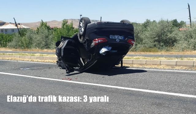 Elazığ'da refüje çarpan otomobilde 3 kişi yaralandı