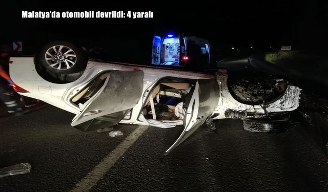 Malatya Darende’de otomobil devrildi: 4 kişi yaralandı