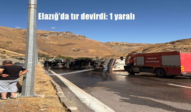 Elazığ’da Dondurulmuş Tavuk Yüklü Tır Devrildi: 1 Yaralı, Trafik Kilitlendi