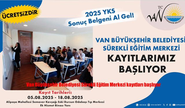Van Büyükşehir Belediyesi Sürekli Eğitim Merkezi’nde Yeni Dönem Kayıtları Başlıyor