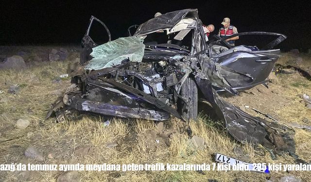Elazığ’da Temmuz ayında 374 trafik kazası: 7 ölü, 295 yaralı