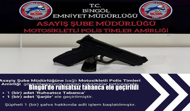 Bingöl’de Polis Uygulamasında Ruhsatsız Tabanca Ele Geçirildi