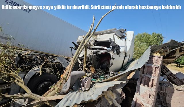 Adilcevaz’da meyve suyu yüklü tır devrildi: 1 yaralı