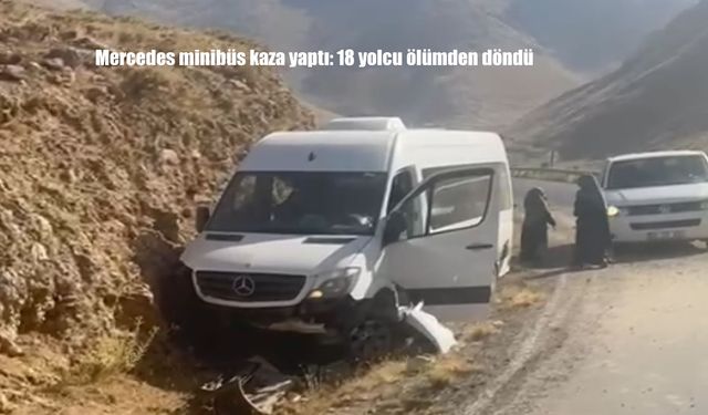 Van-Bahçesaray yolunda, 18 yolcunun bulunduğu minibüs kaza yaptı