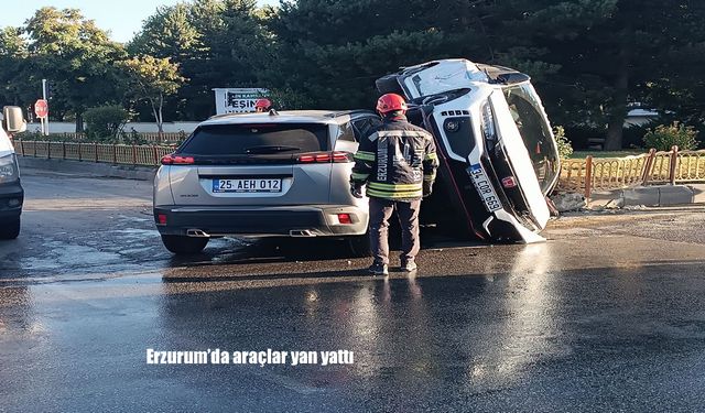 Erzurum Yakutiye Kavşağında trafik kazası