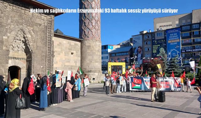 Erzurum’da hekim ve sağlıkçılardan 93 haftadır süren sessiz yürüyüş