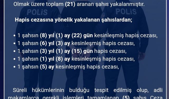 Bingöl’de Polis Operasyonu: 21 Aranan Şüpheli Yakalandı