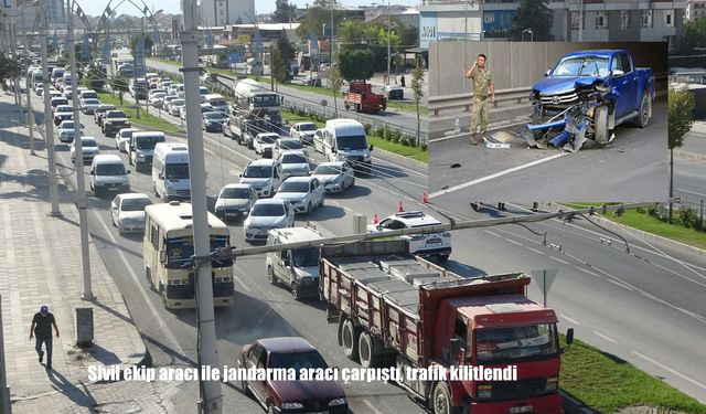 Malatya’da Sivil Ekip Aracı ile Jandarma Aracı Çarpıştı, Trafik Kilitlendi