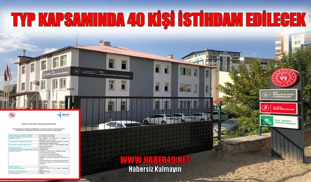 Muş Gençlik ve Spor İl Müdürlüğü'ne 40 personel alınacak