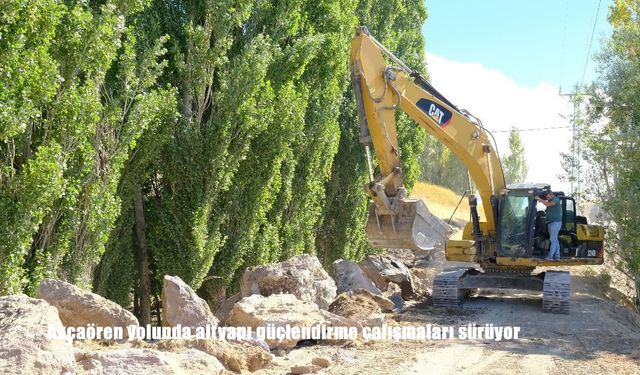 Akçaören yolunda altyapı güçlendirme çalışmaları sürüyor