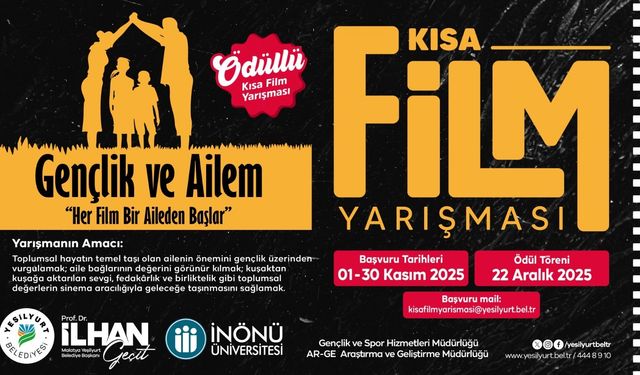 Yeşilyurt Belediyesi’nden “Gençlik ve Ailem” Temalı Kısa Film Yarışması: Aile Değerleri Beyaz Perdeye Taşınacak