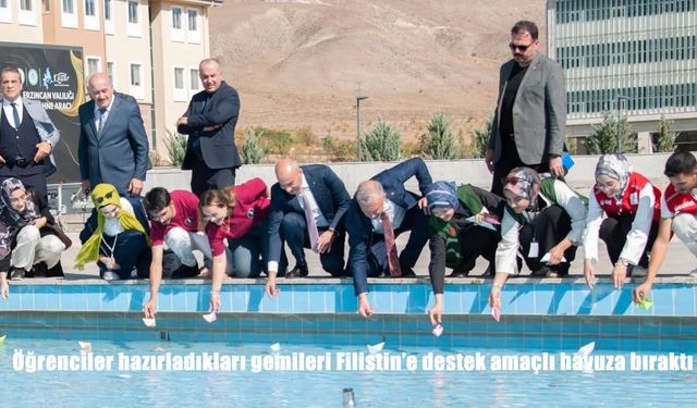 Öğrenciler hazırladıkları gemileri Filistin'e destek amaçlı havuza bıraktı