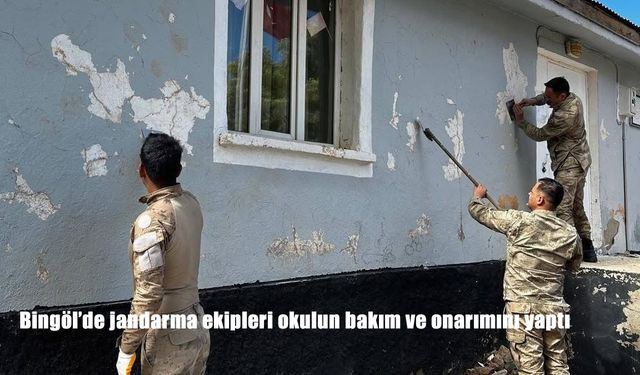 Bingöl'de jandarma ekipleri okulun bakım ve onarımını yaptı
