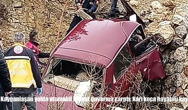 Kütahya’da otomobil istinat duvarına çarptı: Karı koca hayatını kaybetti