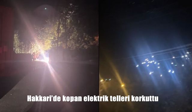 Hakkari’de şiddetli rüzgar elektrik tellerini kopardı, mahallede panik yaşandı