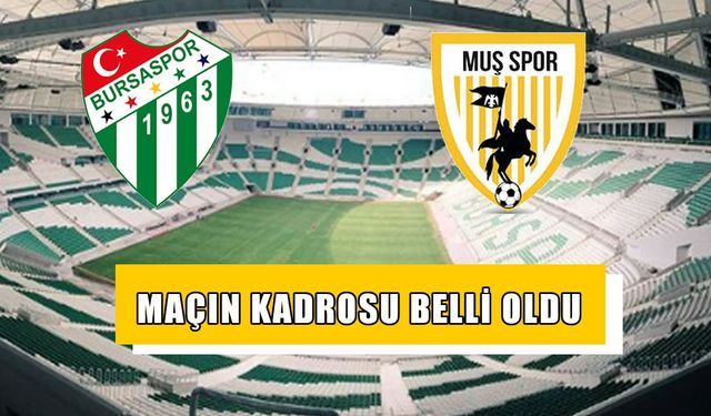 Bursaspor-Muşspor karşılaşmasında ilk 11’ler belli oldu