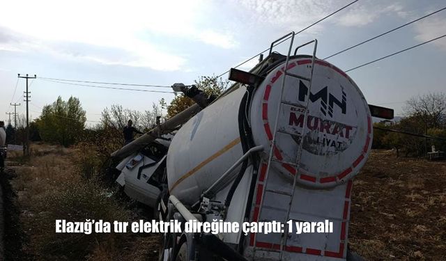 Elazığ’da tır elektrik direğine çarptı: 1 yaralı