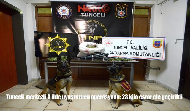 Tunceli merkezli 3 ilde uyuşturucu operasyonu: 23 kilo esrar ele geçirildi