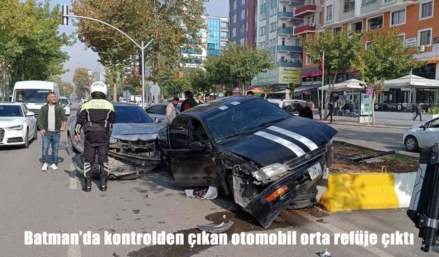 Batman’da kontrolden çıkan otomobil orta refüje çıktı: 1 Yaralı