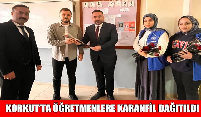 Korkut’ta Öğretmenler Günü kutlaması: Okullarda karanfil dağıtıldı