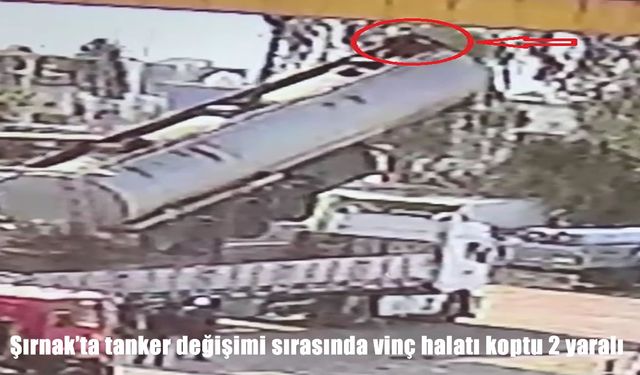 Şırnak’ta vinç halatının kopması sonucu 2 kişinin yaralandığı kazanın görüntüleri ortaya çıktı