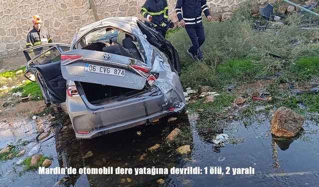 Mardin’de otomobil dere yatağına devrildi: 1 ölü, 2 yaralı