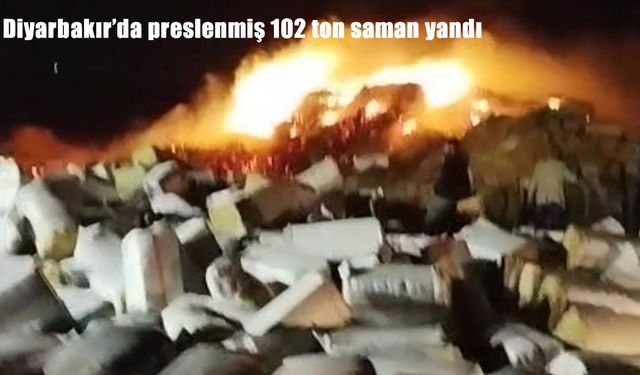 Diyarbakır’da korkutan yangın: 102 ton saman küle döndü