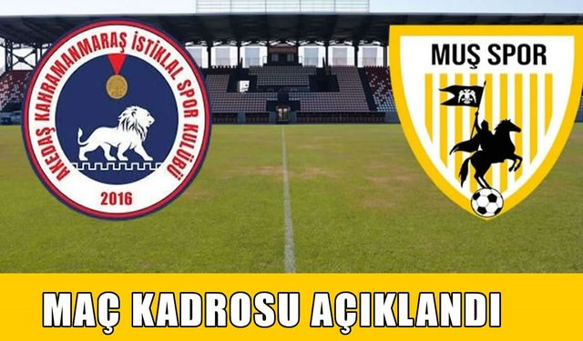 Muşspor-Kahramanmaraş İstiklalspor maçının kadrosu belli oldu