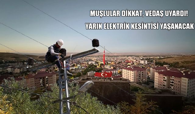 Muşlular dikkat, VEDAŞ uyardı! 11 Kasım 2025’de Muş genelinde elektrik kesintisi yaşanacak