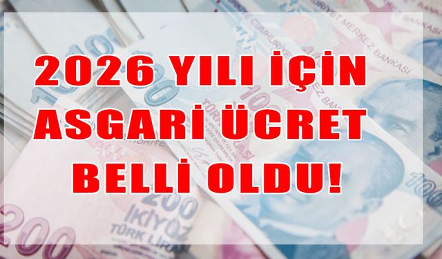 2026 yılı için geçerli olacak asgari ücret belli oldu