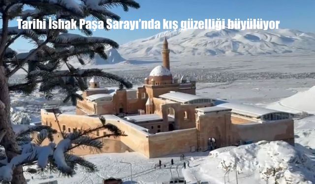 Tarihi İshak Paşa Sarayı'nda kış güzelliği büyülüyor