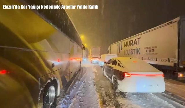 Elazığ’da Kar Yağışı Nedeniyle Araçlar Yolda Kaldı