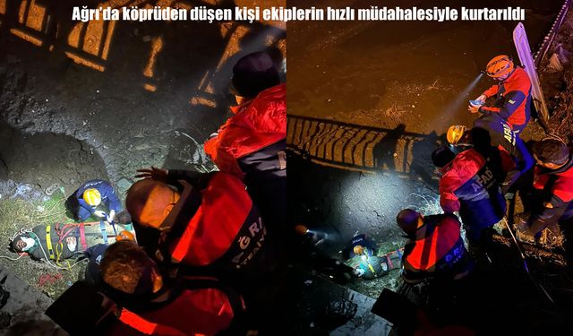 Ağrı’da 4 metre yükseklikteki köprüden düşen kişi kurtarıldı