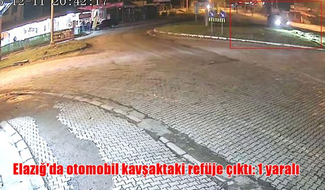 Elazığ’da otomobil kavşaktaki refüje çıktı: 1 yaralı