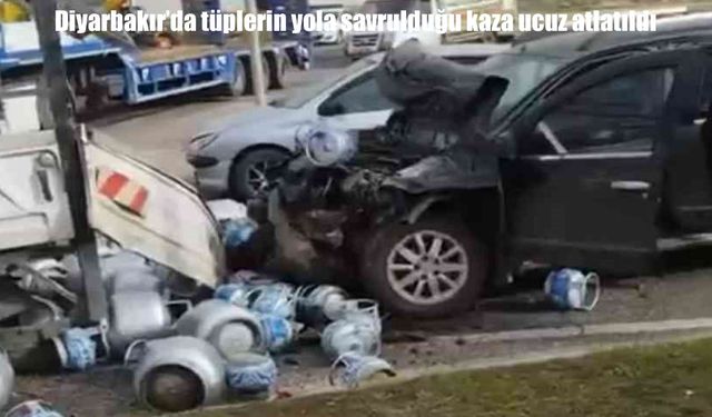 Diyarbakır’da faciadan dönüldü: Otomobil ile tüp yüklü kamyonet çarpıştı, 1 yaralı