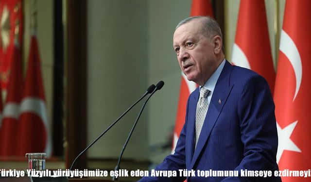 Cumhurbaşkanı Erdoğan: Türkiye Yüzyılı yürüyüşümüze eşlik eden Avrupa Türk toplumunu kimseye ezdirmeyiz