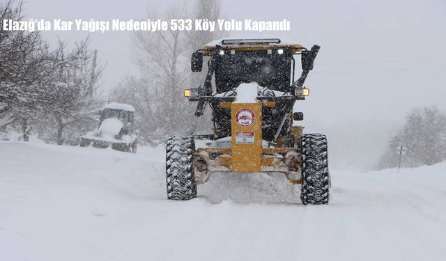 Elazığ’da Kar Yağışı Nedeniyle 533 Köy Yolu Kapandı