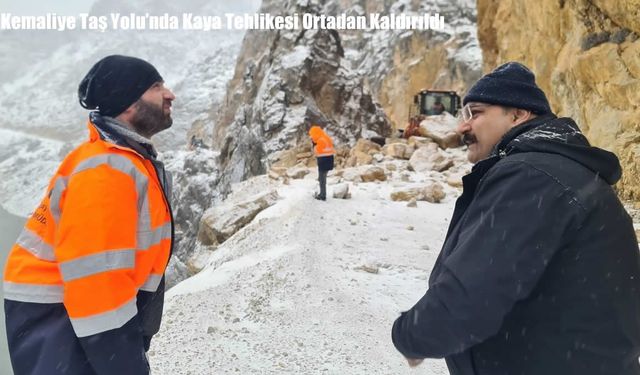 Kemaliye Taş Yolu’nda Düşen Kaya ve Taşlar Temizlendi