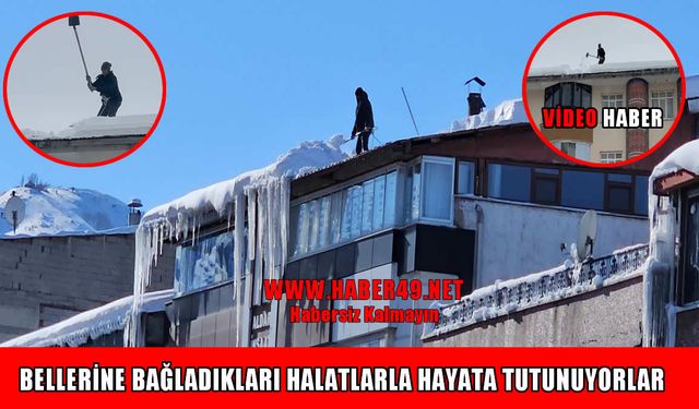 Muş’ta karlı çatılarda ekmek parası mücadelesi