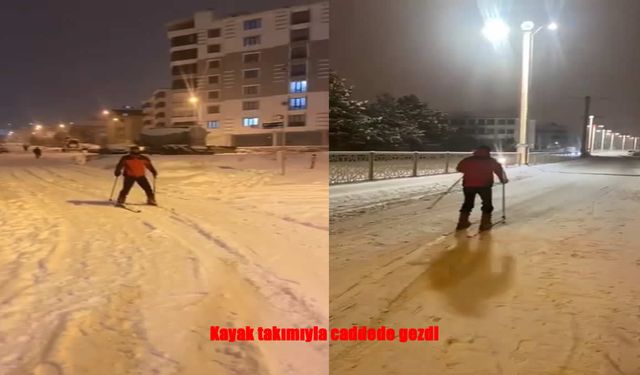 Kayak Takımıyla Caddeyi Piste Çevirdi