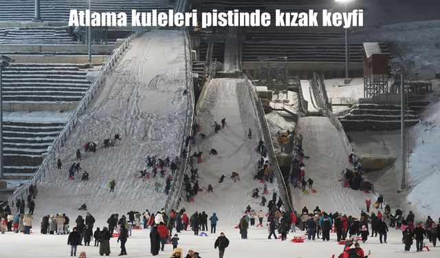 Erzurum'da atlama kuleleri pistinde kızak keyfi